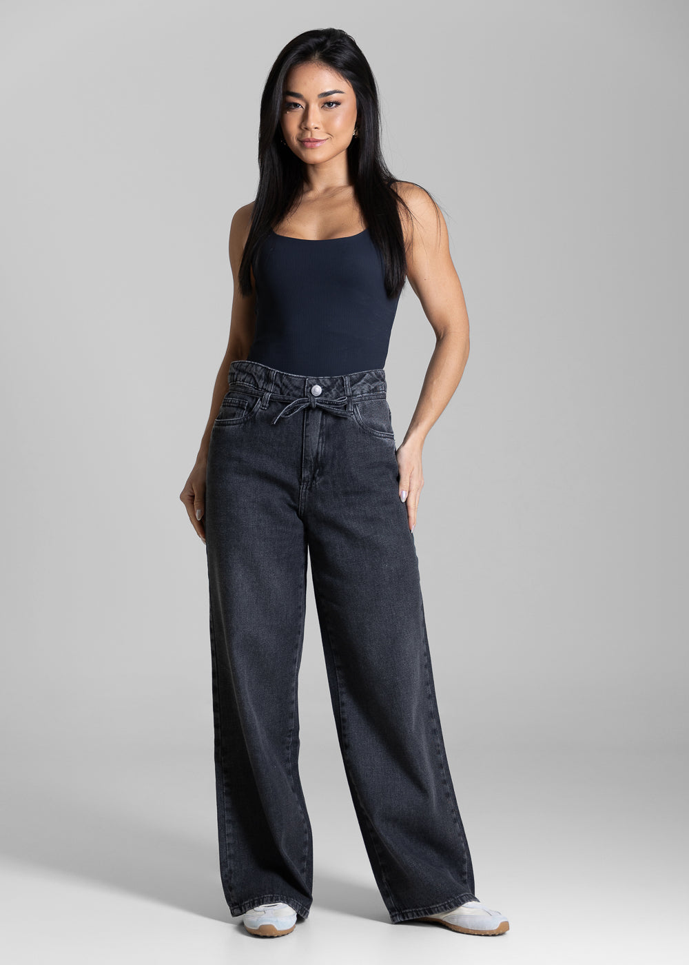 Calça Jeans Sawary Wide Leg Petit - 283602 PRETO