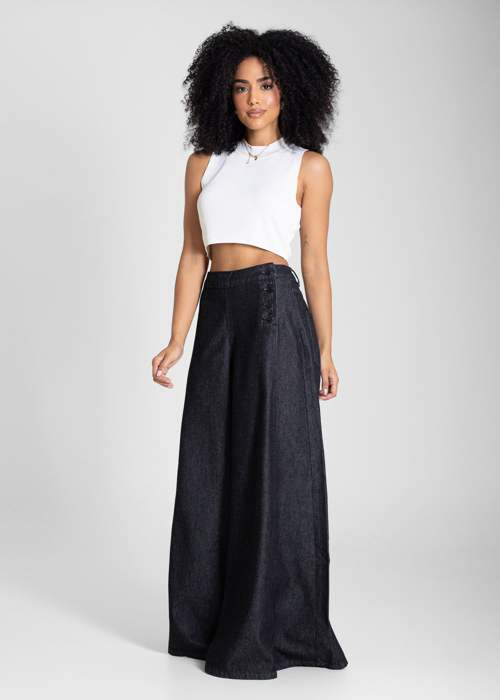Calça Jeans Sawary Super Wide Leg - 283630 PRETO