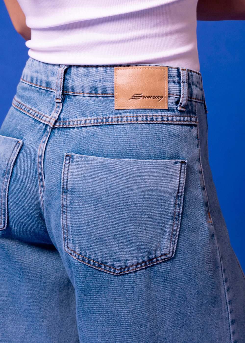 Calça Jeans Sawary Super Wide Leg - 283631 AZUL