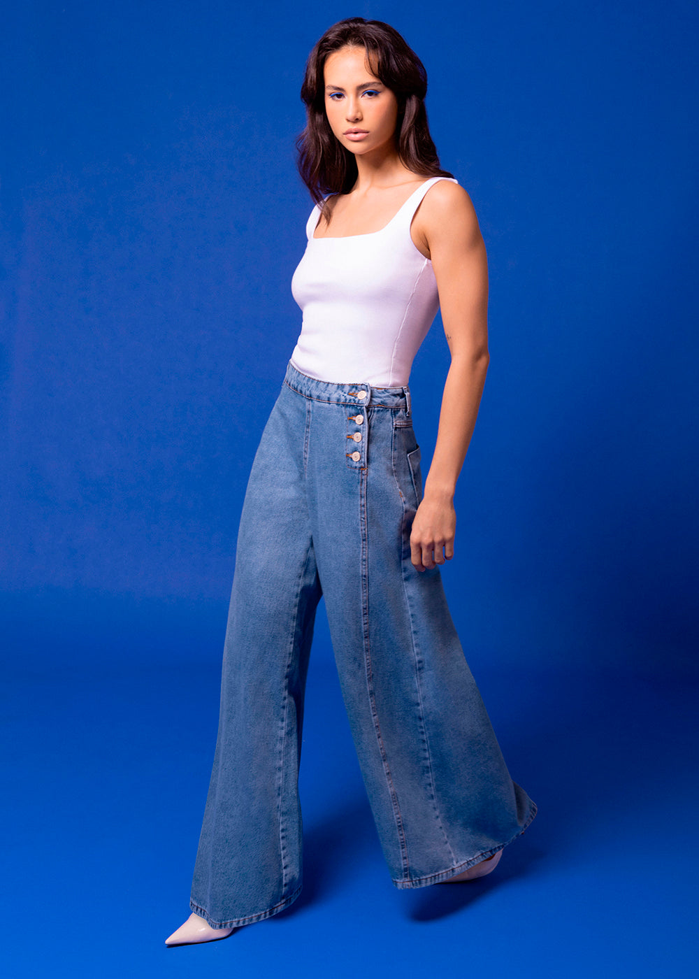Calça Jeans Sawary Super Wide Leg - 283631 AZUL