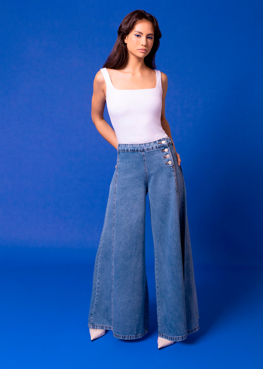 Calça Jeans Sawary Super Wide Leg - 283631 AZUL