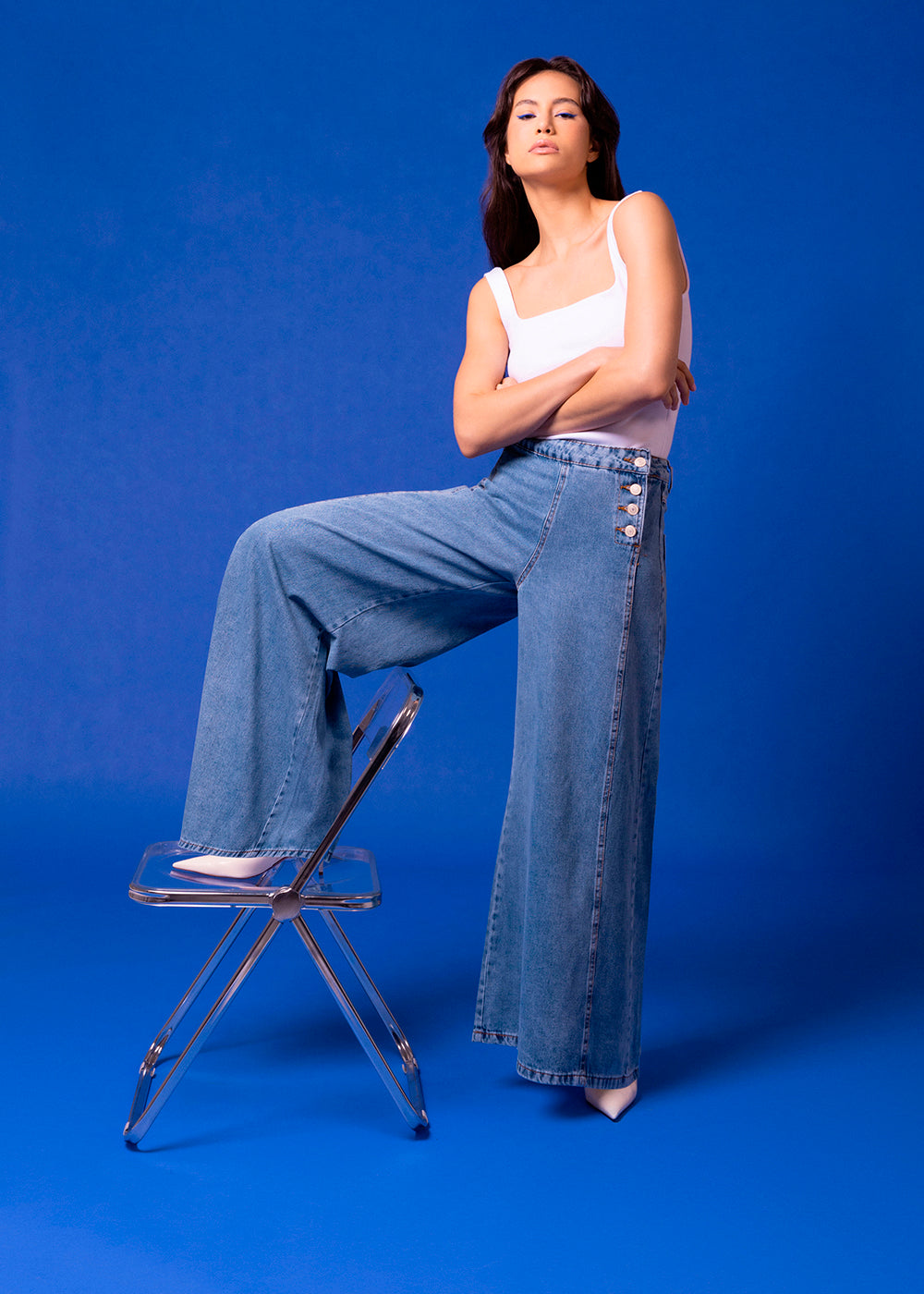 Calça Jeans Sawary Super Wide Leg - 283631 AZUL