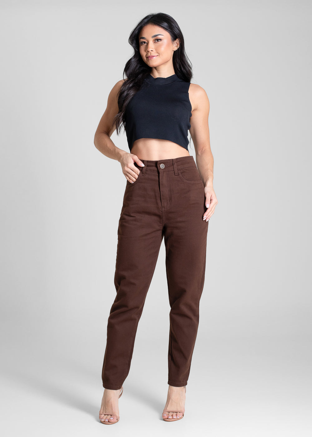 Calça Sarja Sawary Mom - 283634 MARROM