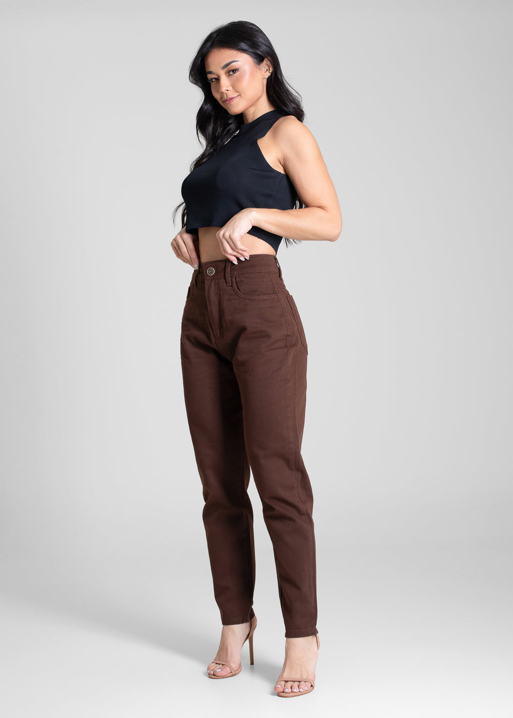 Calça Sarja Sawary Mom - 283634 MARROM