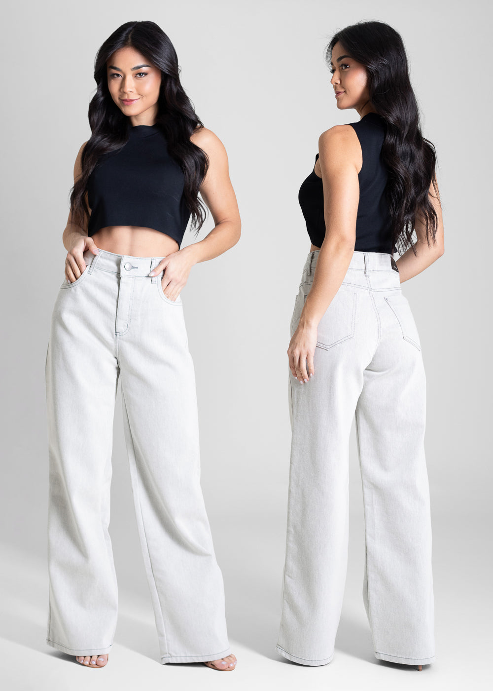 Calça Sarja Sawary Wide Leg Petit - 283650 MESCLA