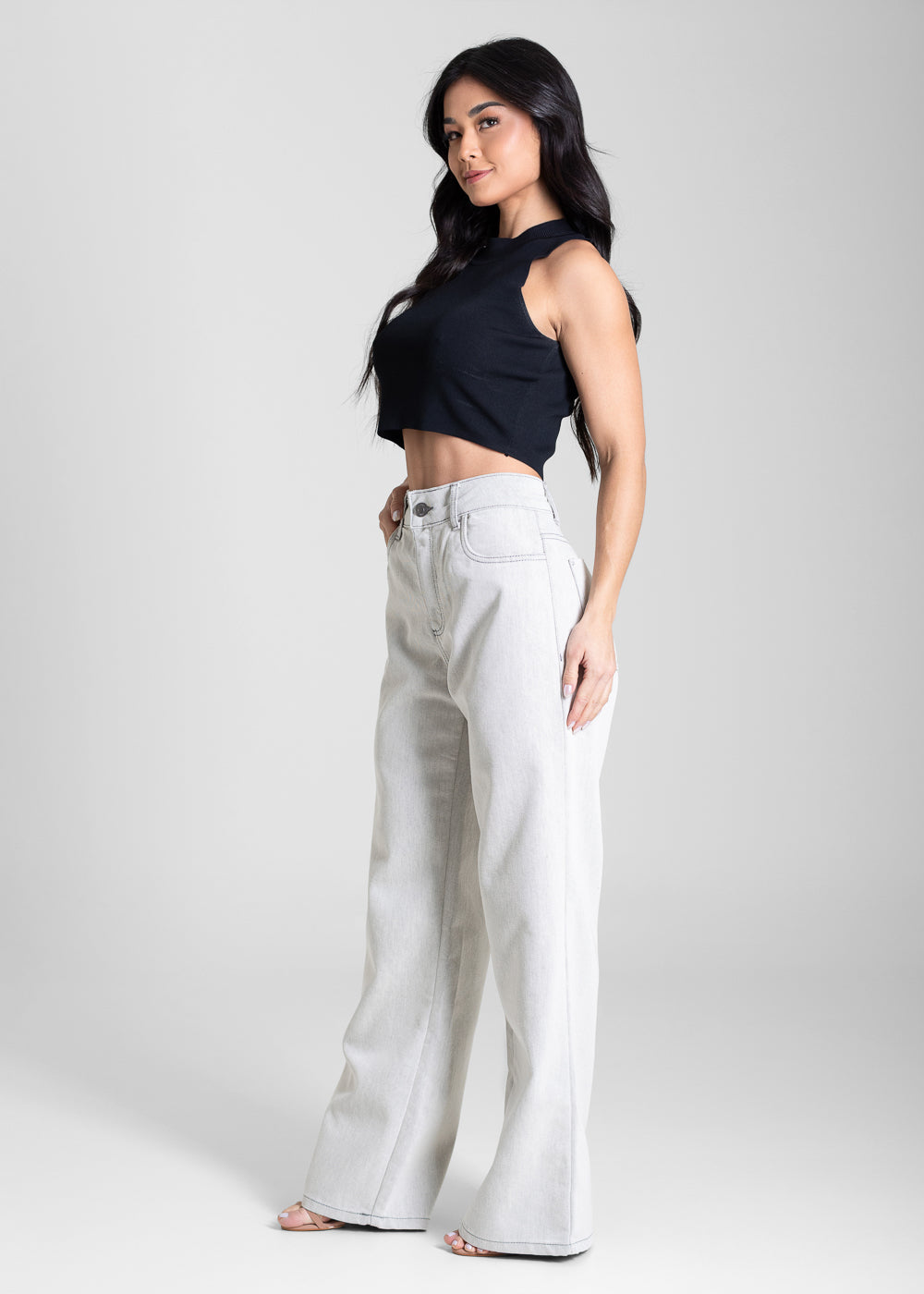 Calça Sarja Sawary Wide Leg Petit - 283650 MESCLA