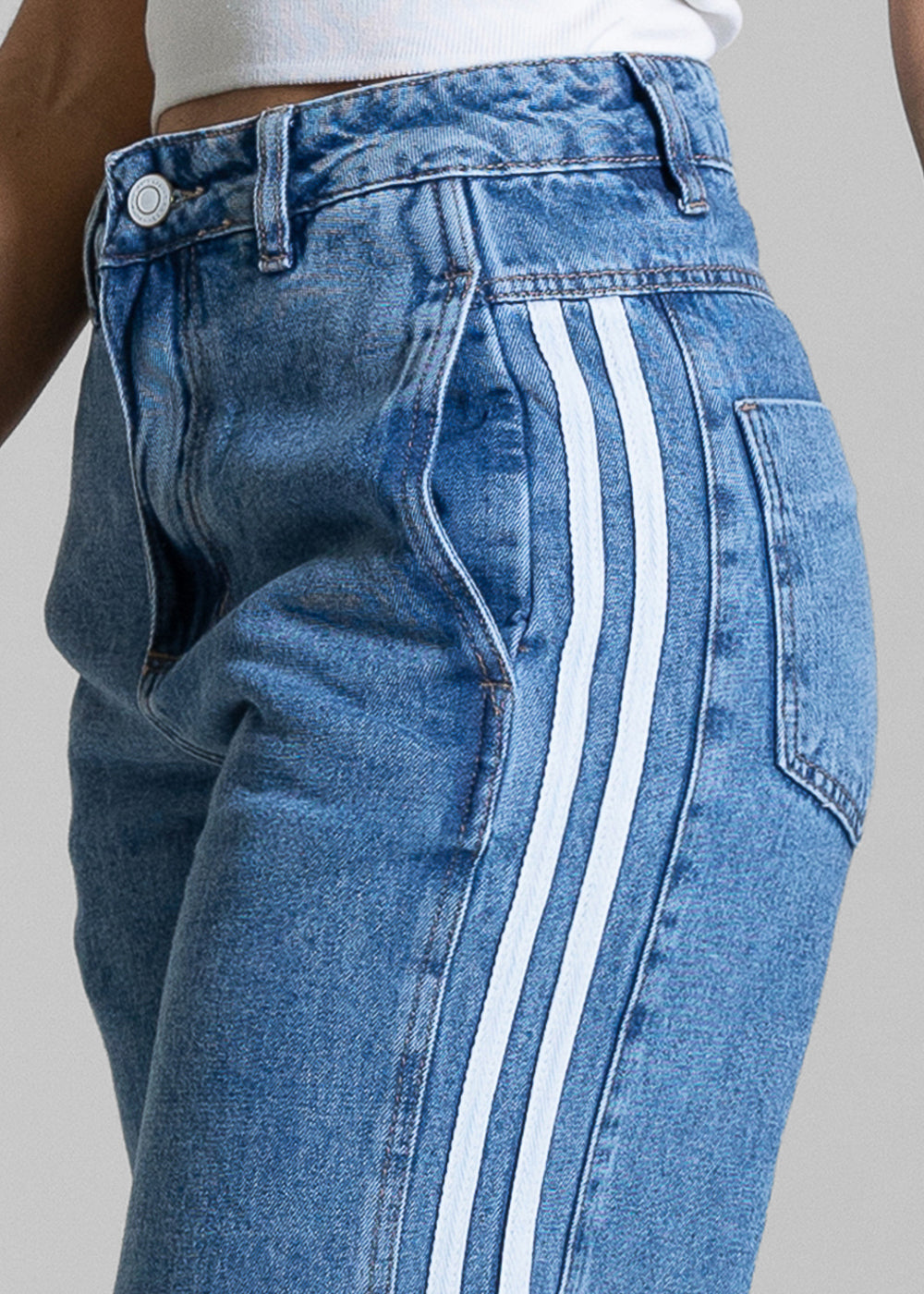 Calça Jeans Sawary Wide Leg Petit Listras - 283655 AZUL