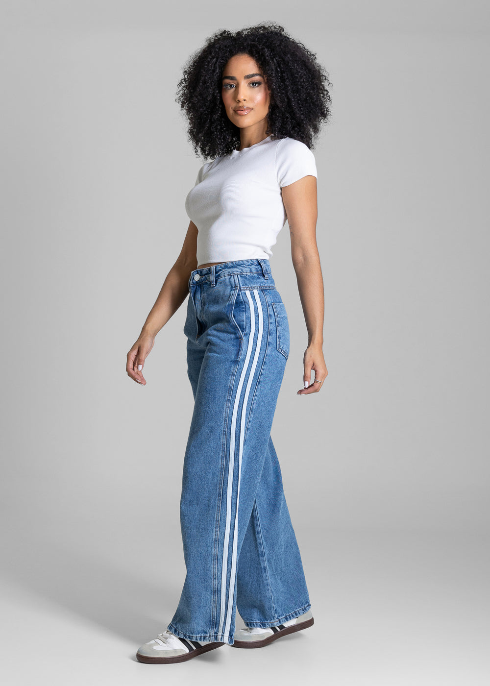 Calça Jeans Sawary Wide Leg Petit Listras - 283655 AZUL