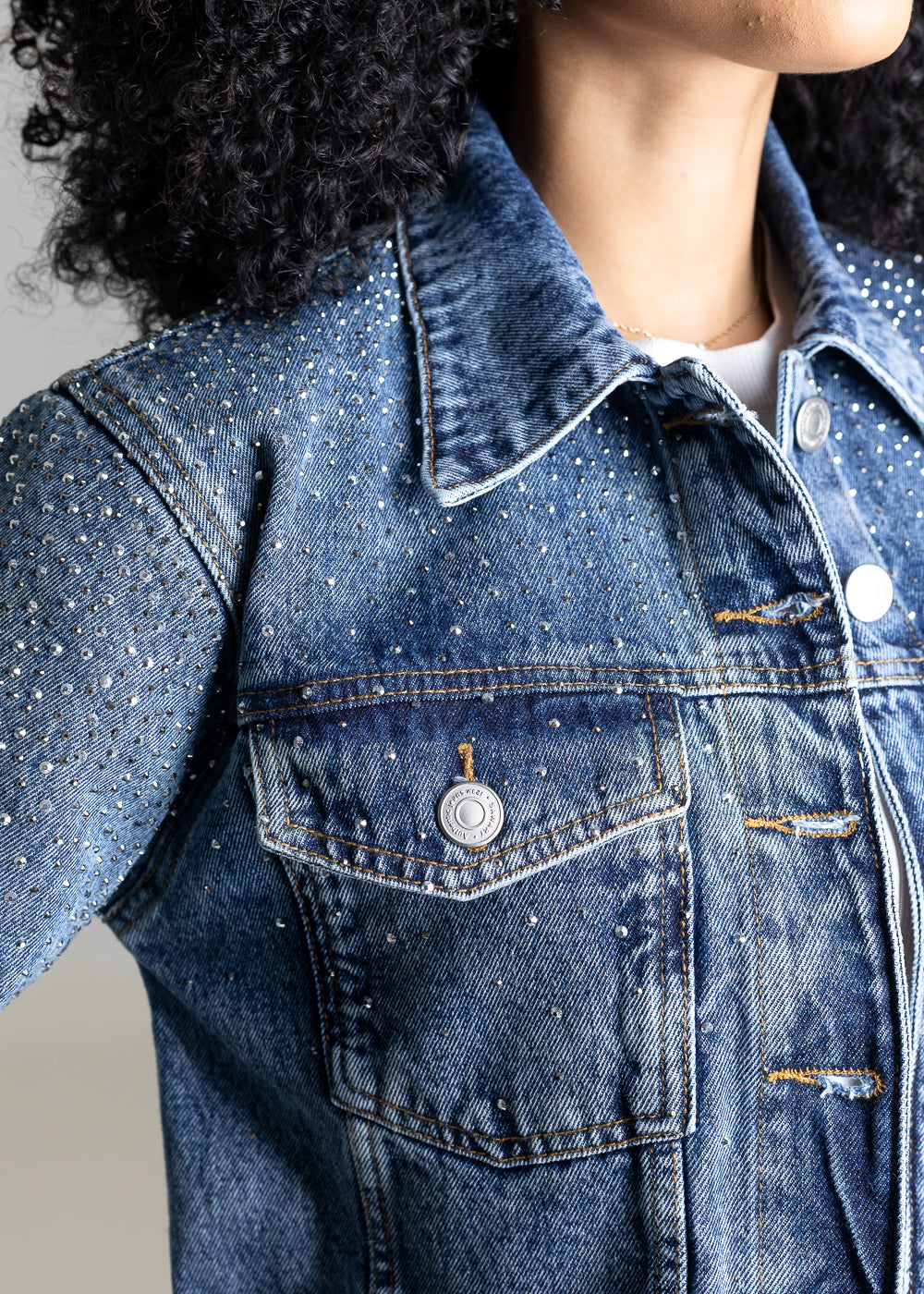 Jaqueta Jeans Sawary Brilho - 283658 AZUL