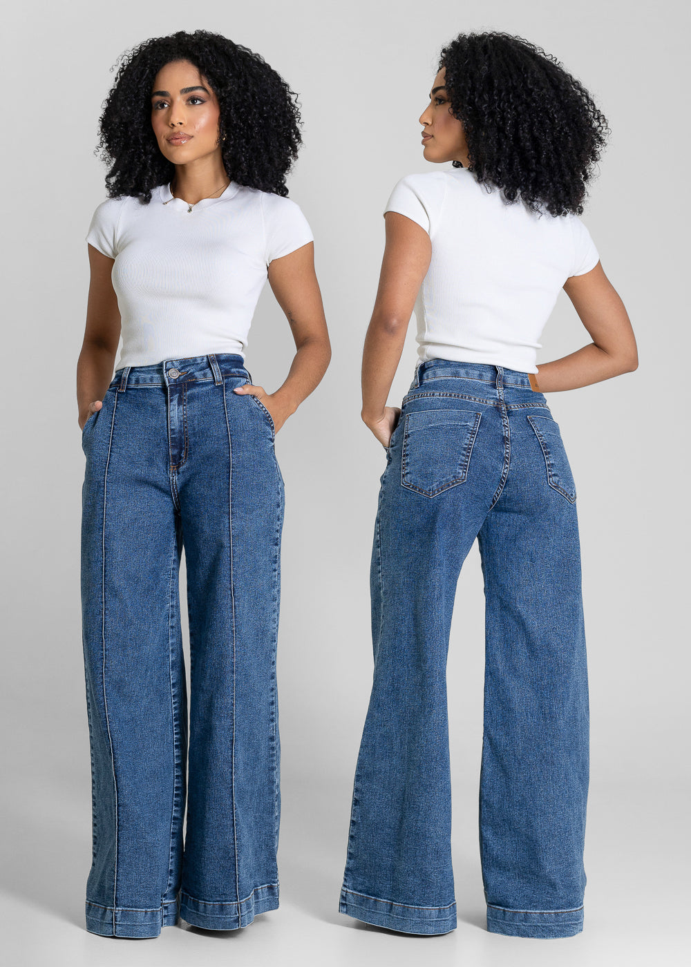 Calça Jeans Sawary Super Wide Leg Petit -283659 AZUL