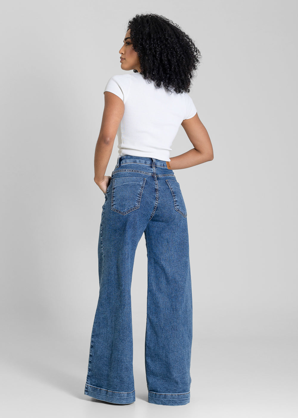 Calça Jeans Sawary Super Wide Leg Petit -283659 AZUL