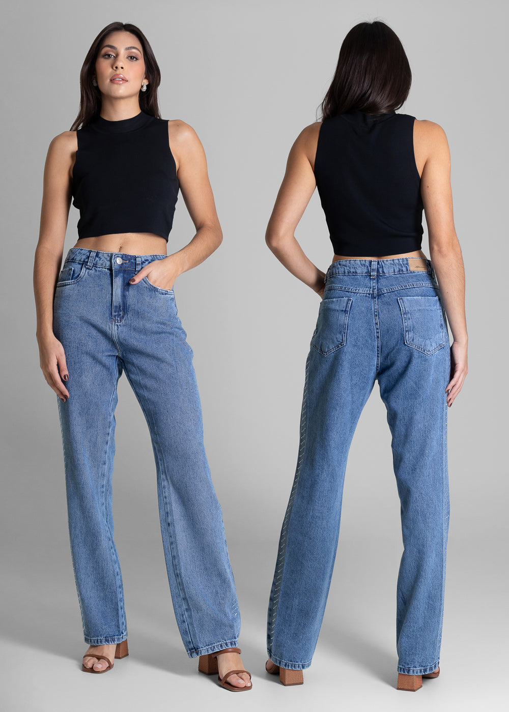 Calça Jeans Sawary Reta Brilho - 283674 AZUL