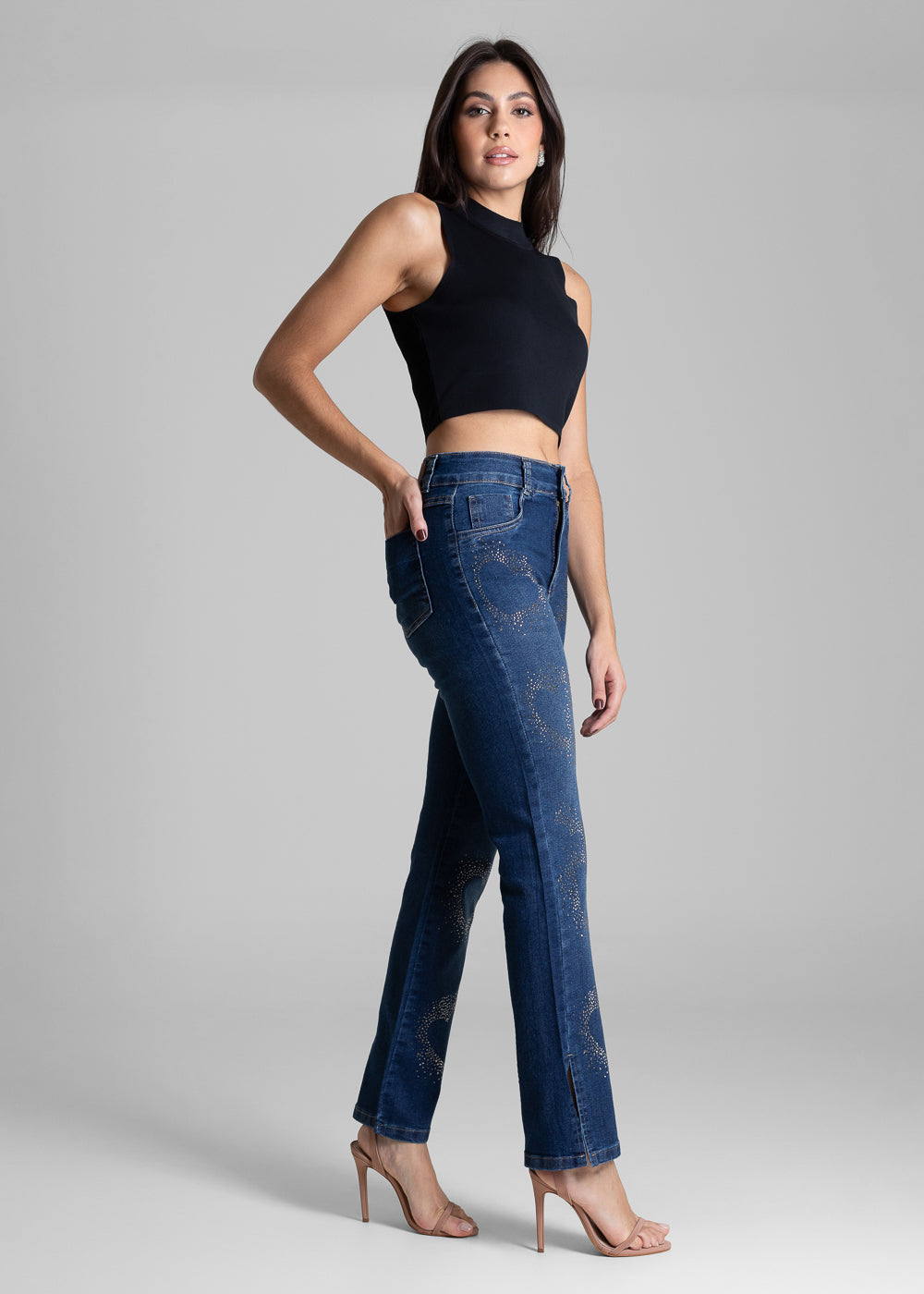 Calça Jeans Sawary Reta Brilho - 283677 AZUL