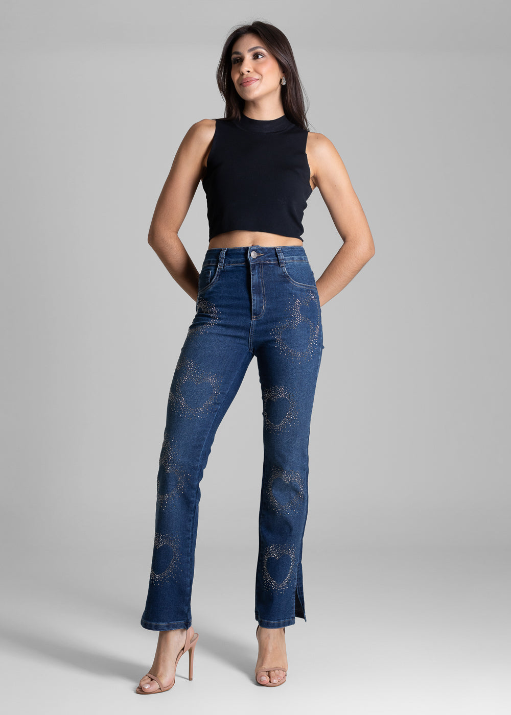 Calça Jeans Sawary Reta Brilho - 283677 AZUL