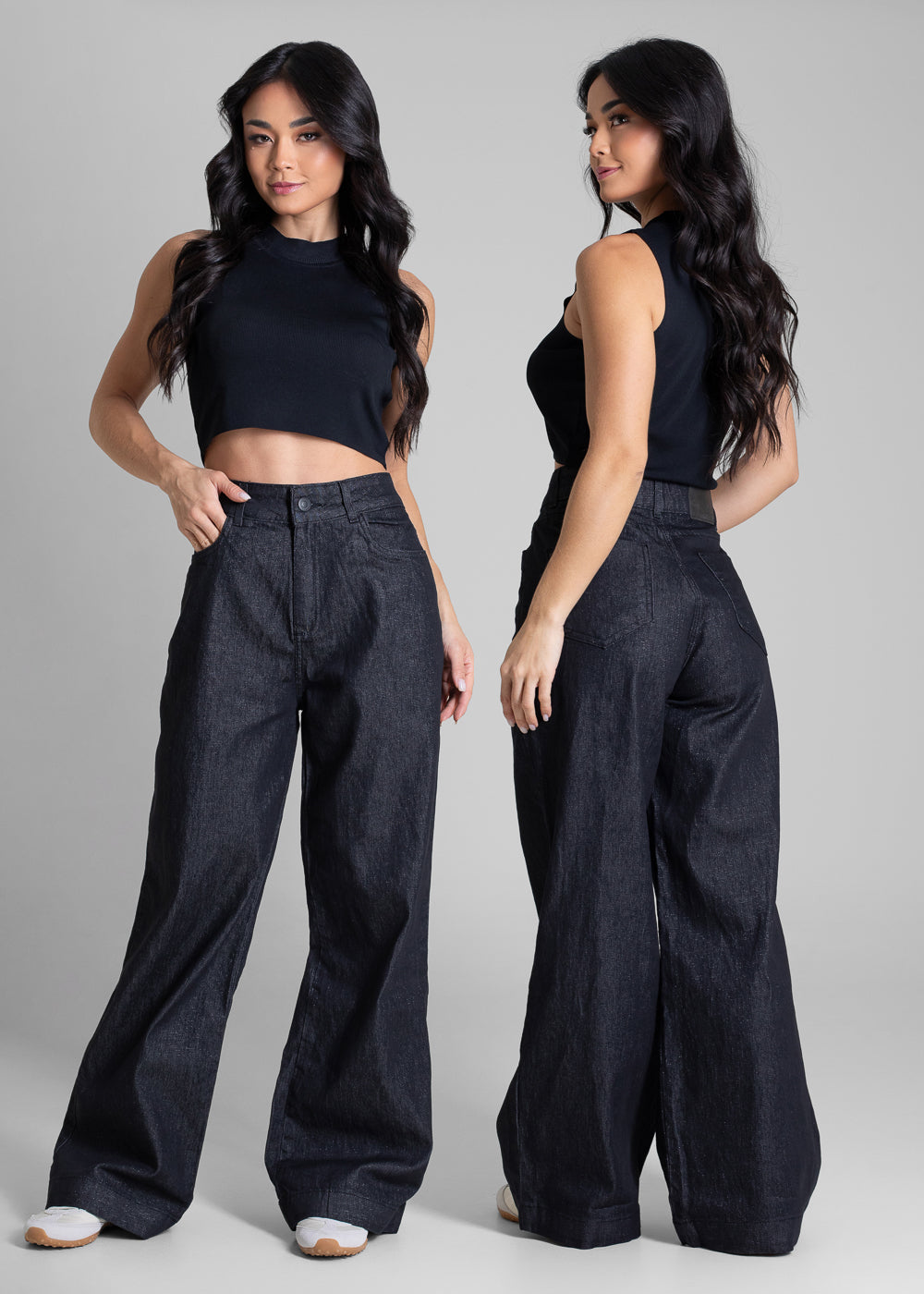 Calça Sarja Sawary Wide Leg Petit - 283681 PRETO