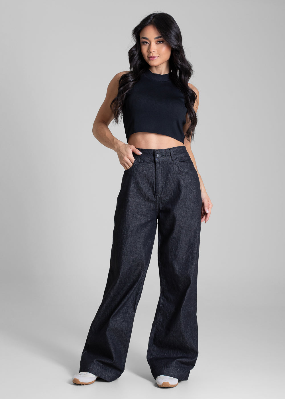 Calça Sarja Sawary Wide Leg Petit - 283681 PRETO