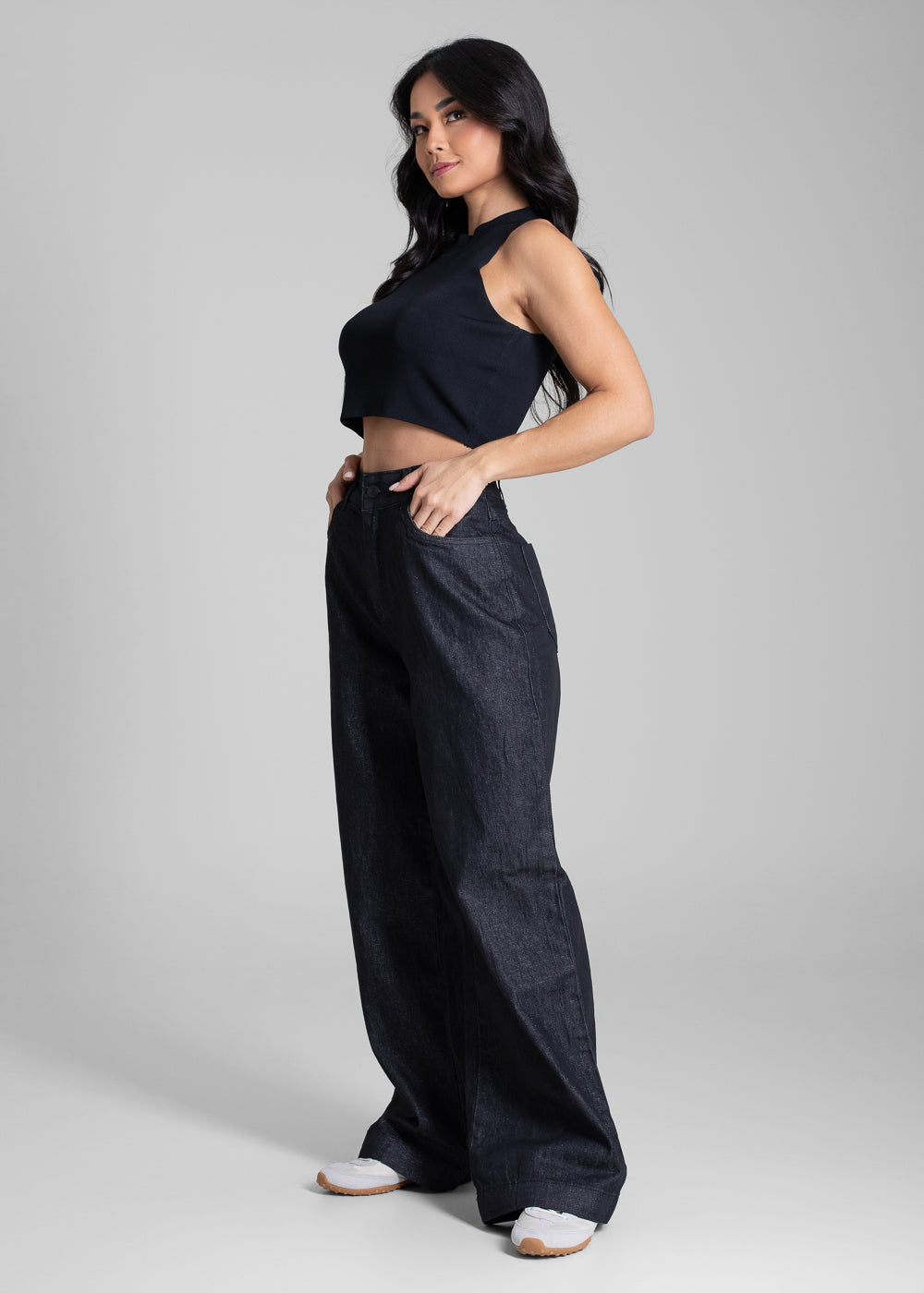 Calça Sarja Sawary Wide Leg Petit - 283681 PRETO