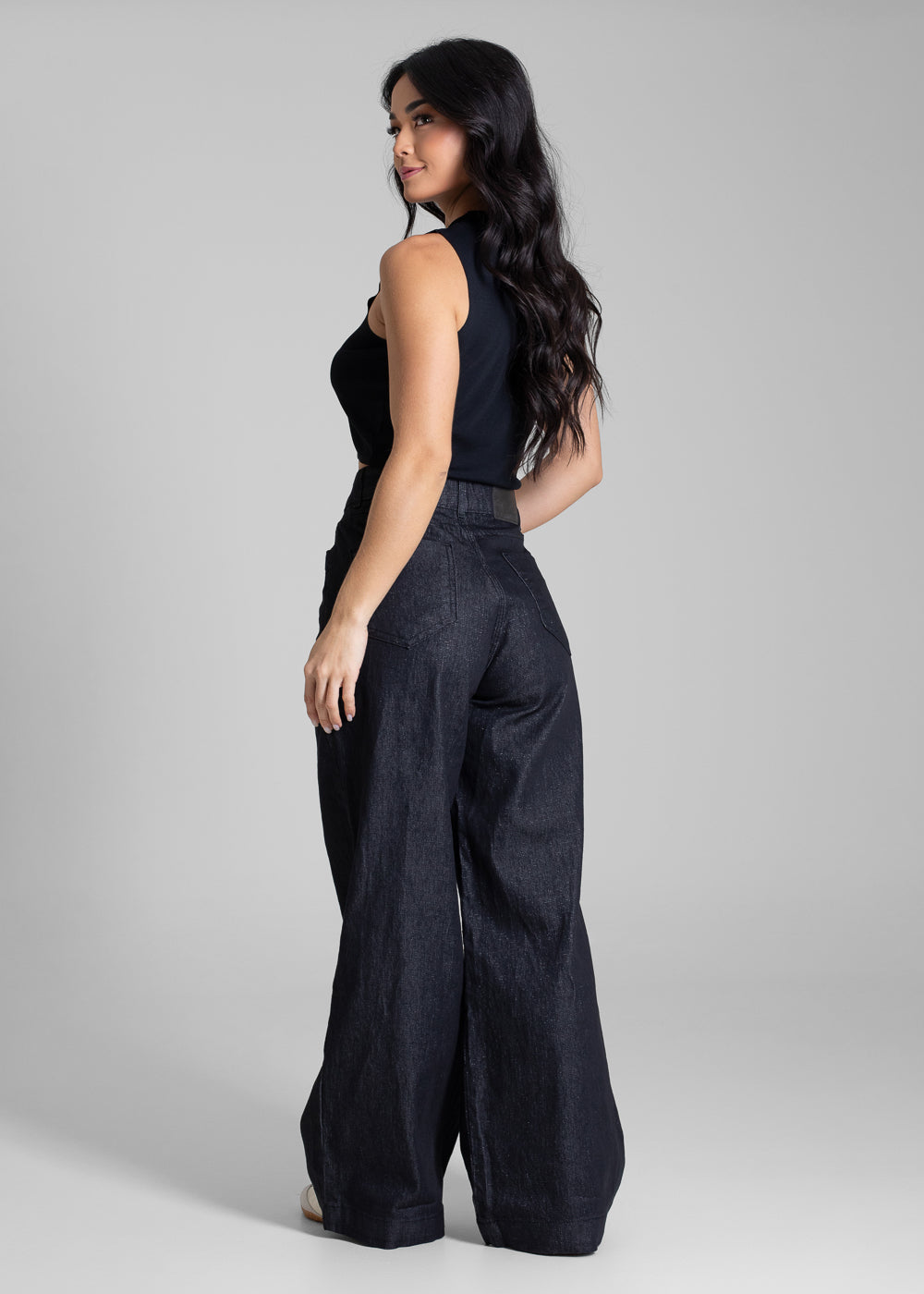 Calça Sarja Sawary Wide Leg Petit - 283681 PRETO