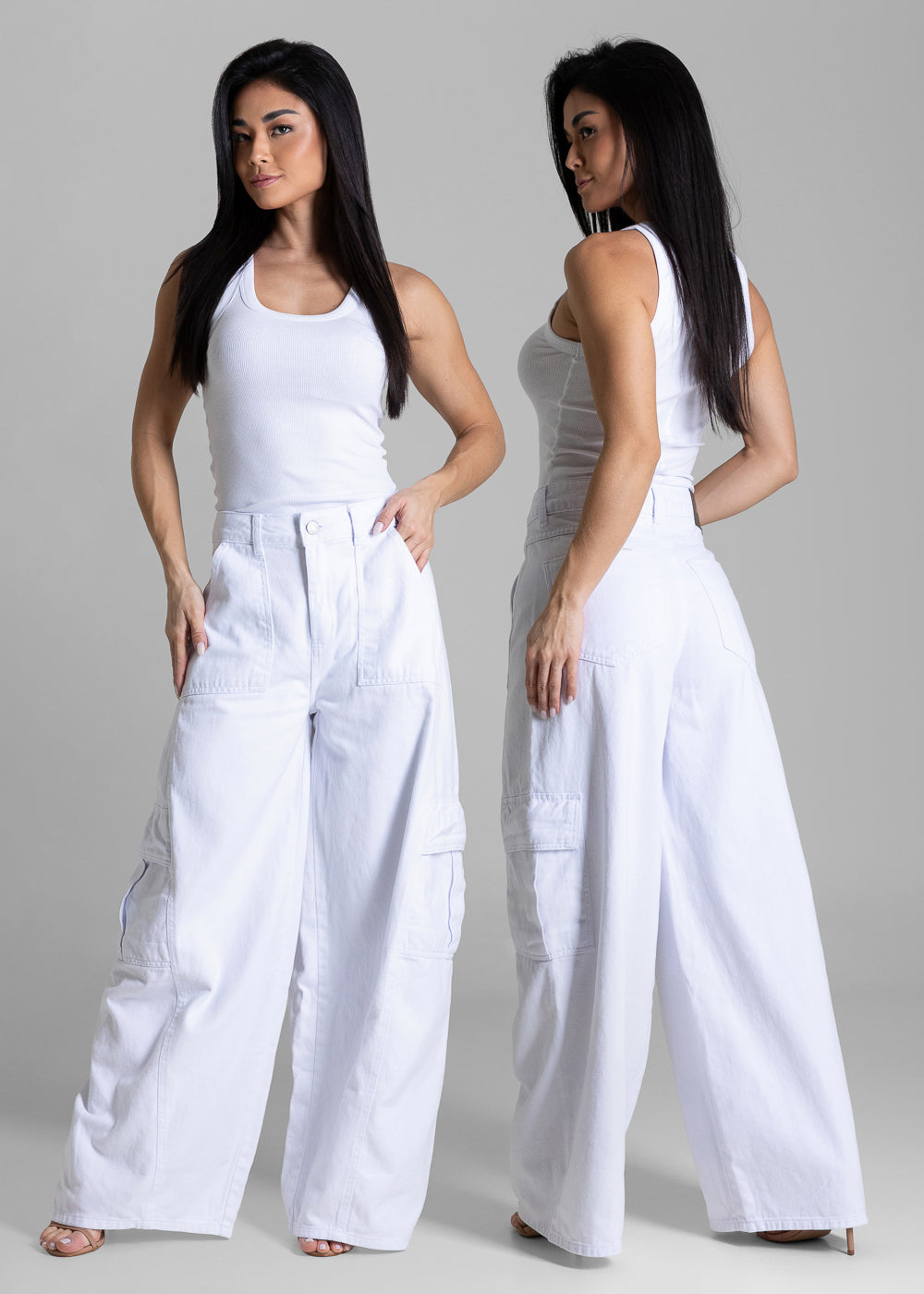 Calça Sarja Sawary Balloon Cargo - 283683 BRANCO