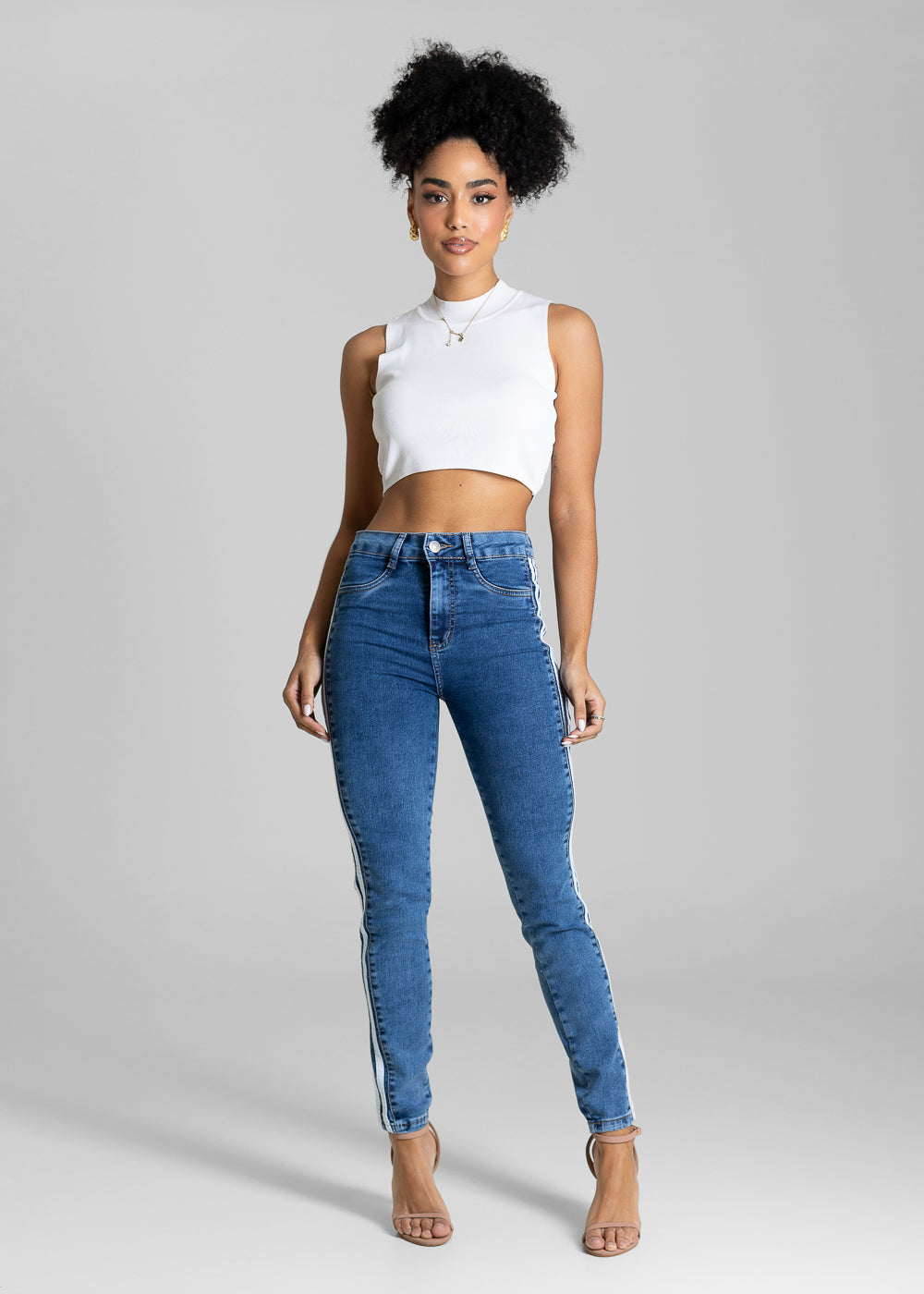 Calça Jeans Sawary Cigarrete Listras - 283688 AZUL