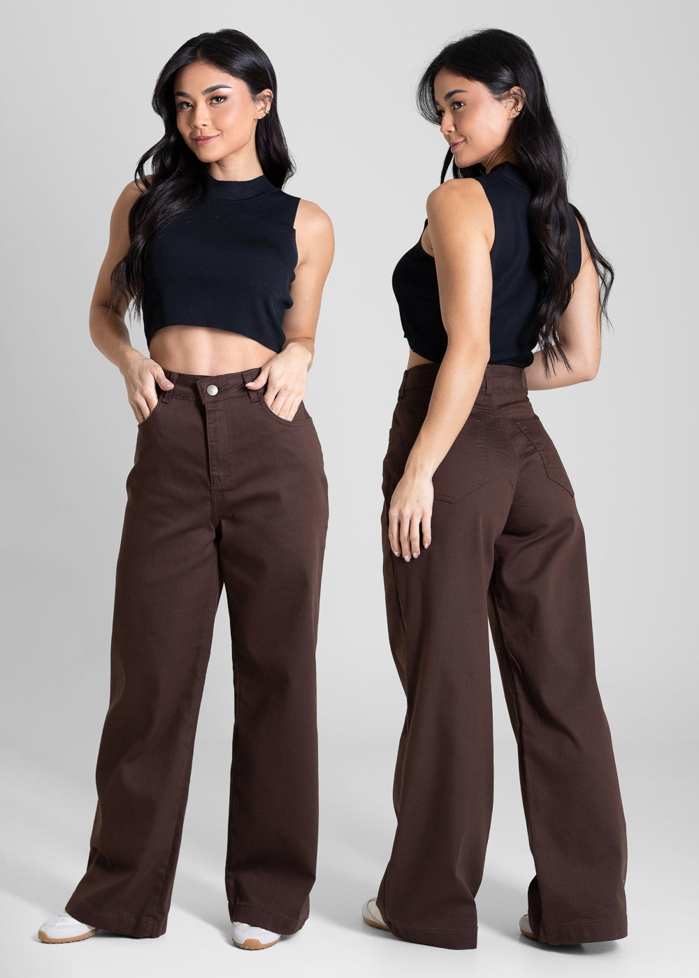 Calça Sarja Sawary Wide Leg Petit - 283694 MARROM