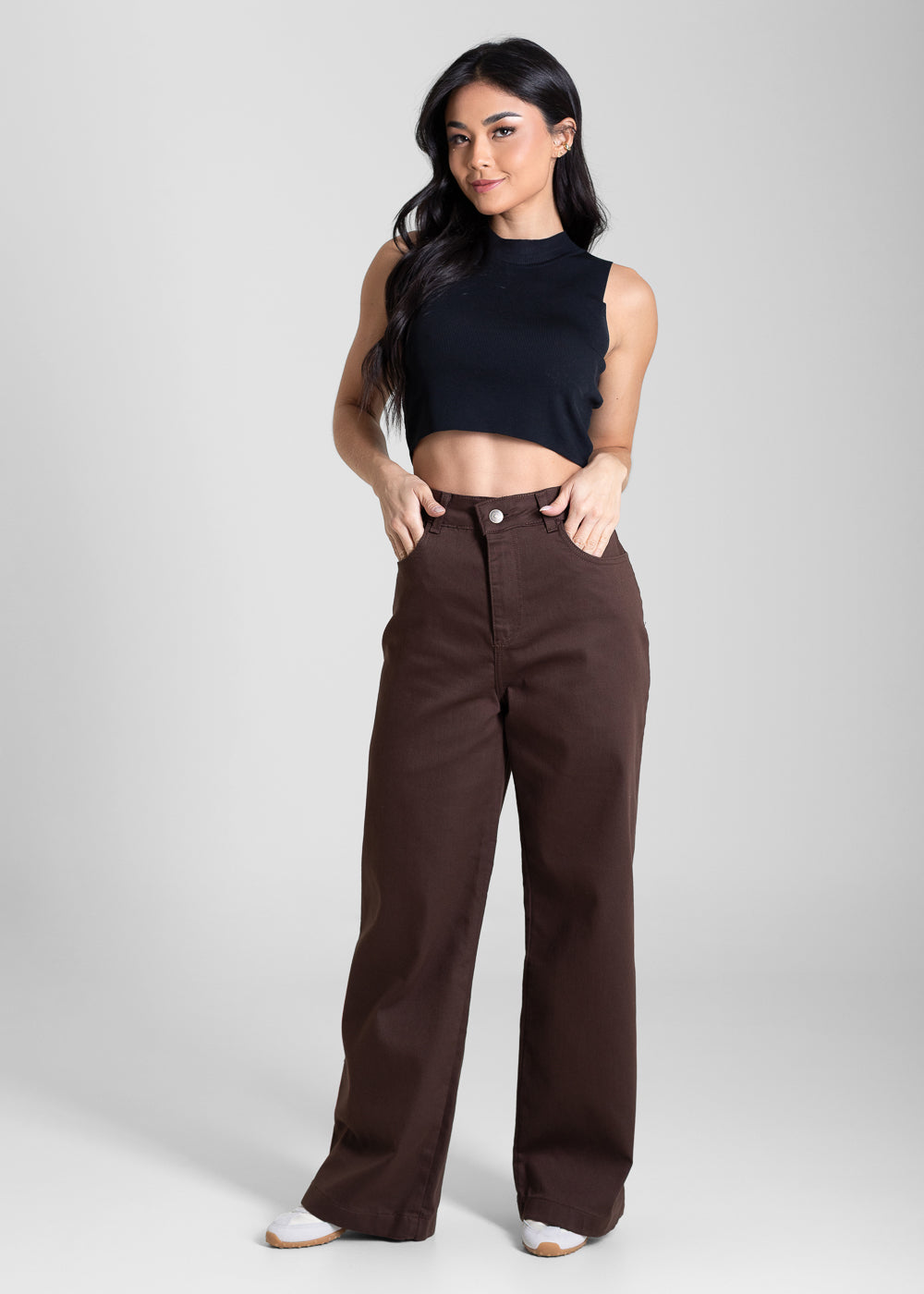 Calça Sarja Sawary Wide Leg Petit - 283694 MARROM
