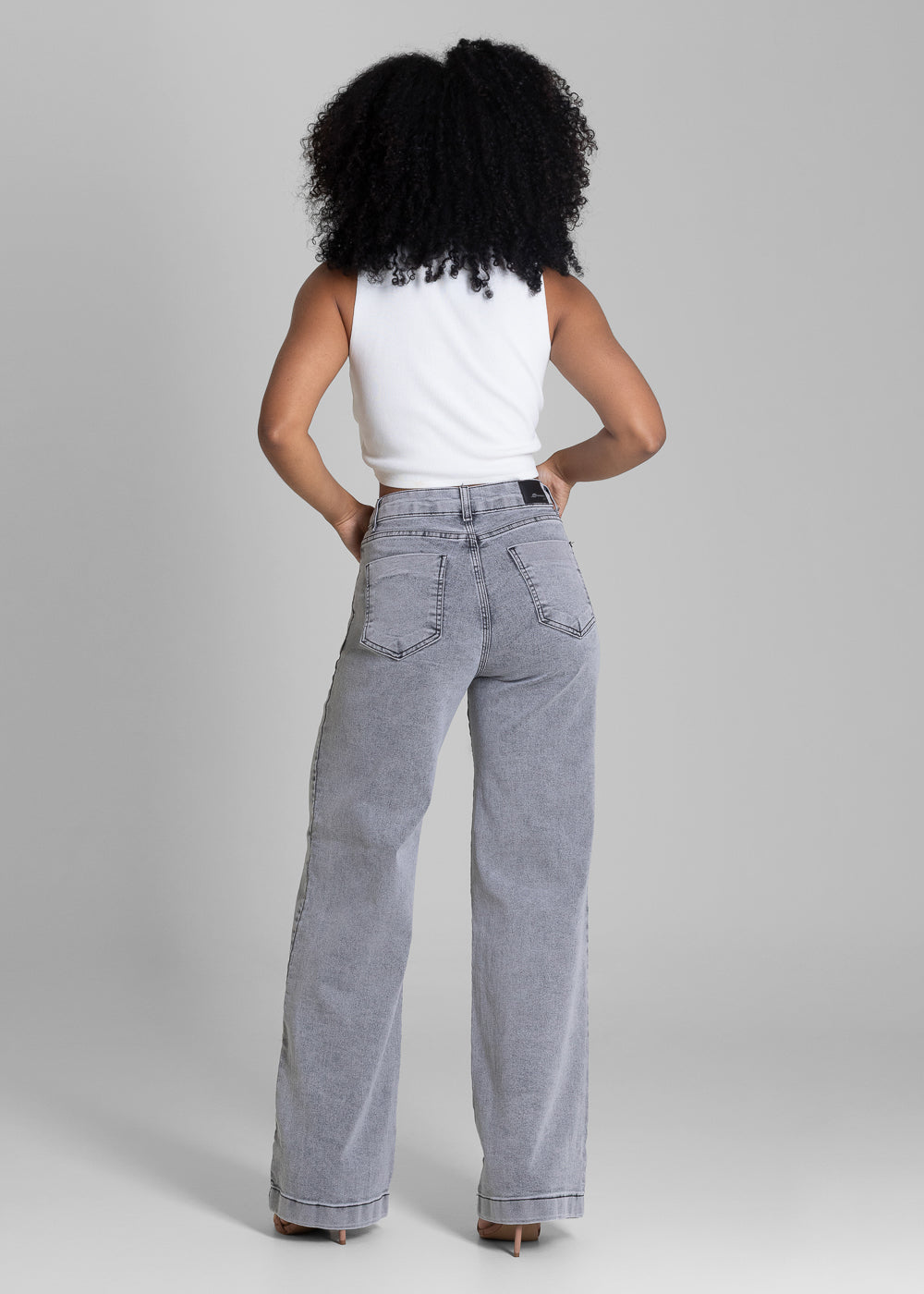 Calça Jeans Sawary Wide Leg - 283697  CINZA