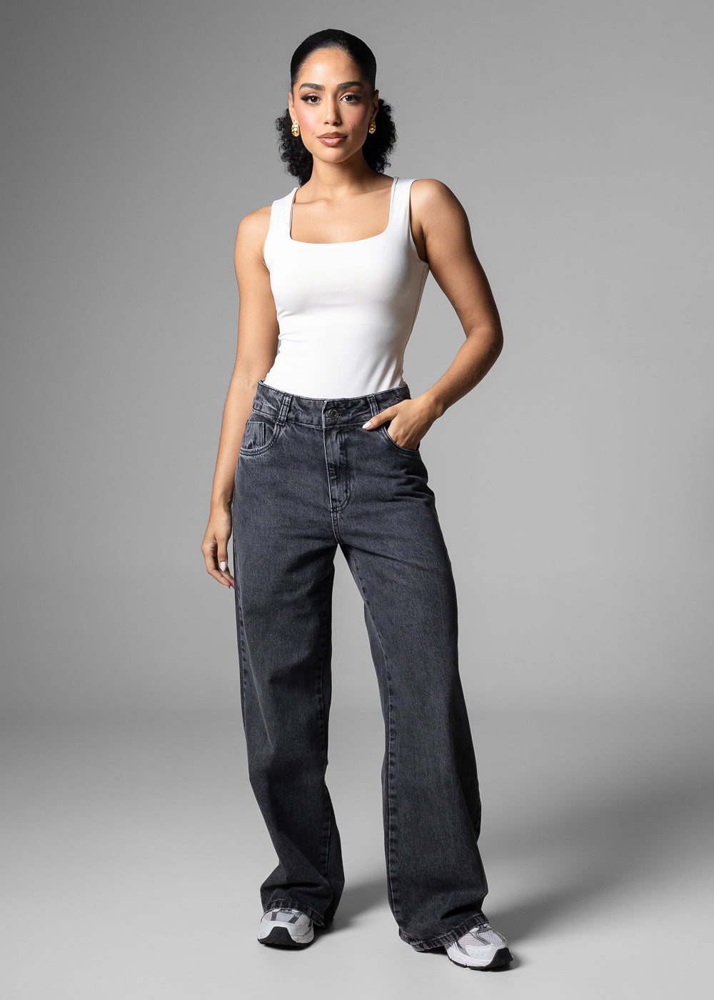 Calça Jeans Sawary Wide Leg Petit - 283706 PRETO