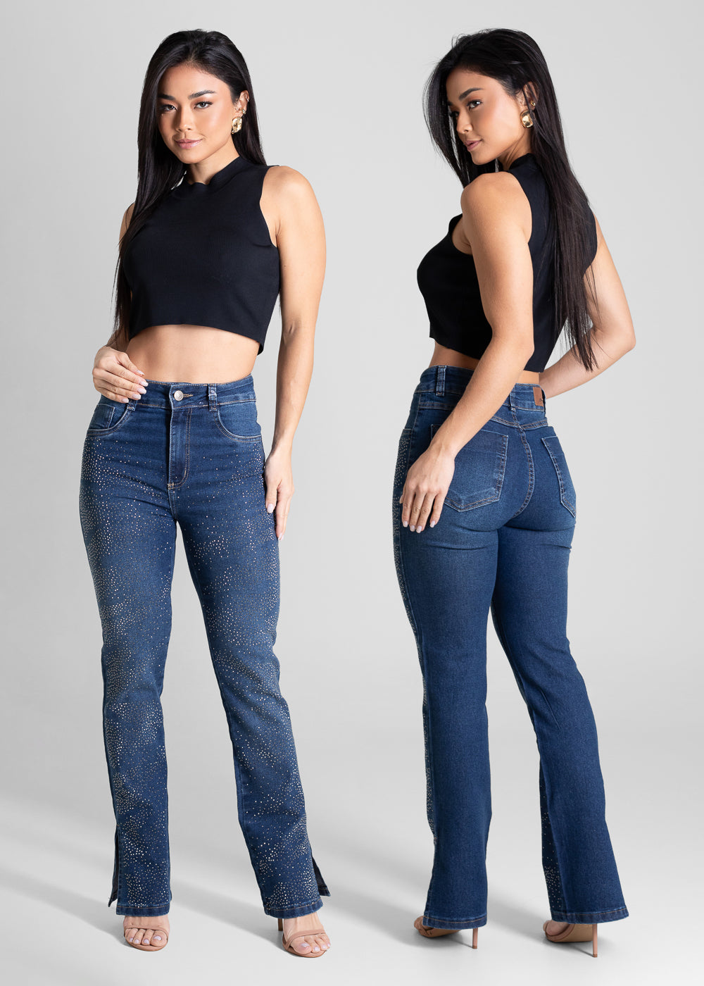 Calça Jeans Sawary Reta Brilho - 283713 AZUL