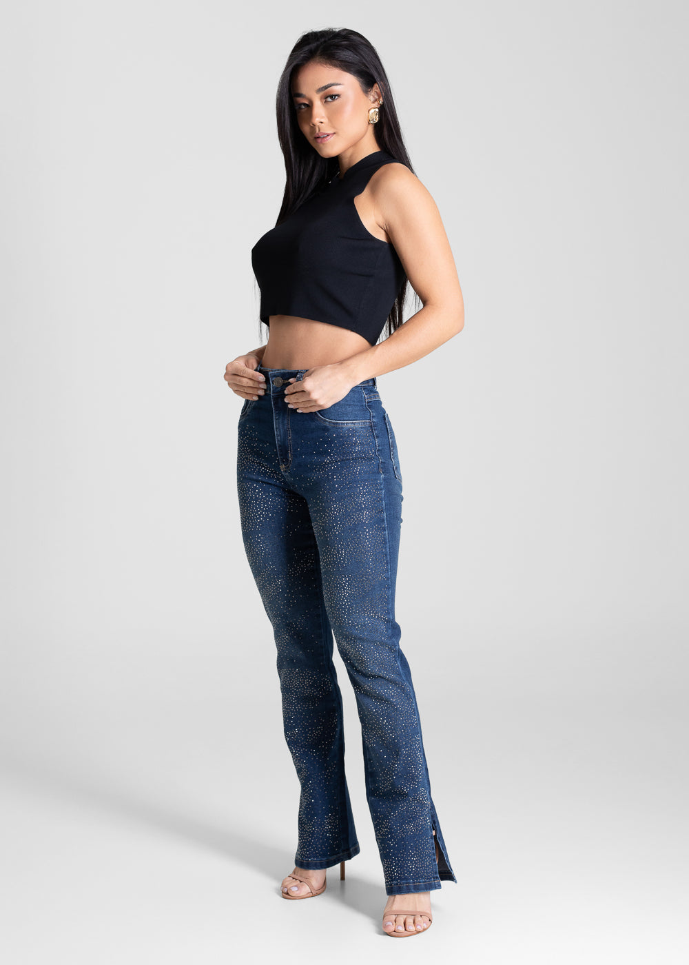 Calça Jeans Sawary Reta Brilho - 283713 AZUL