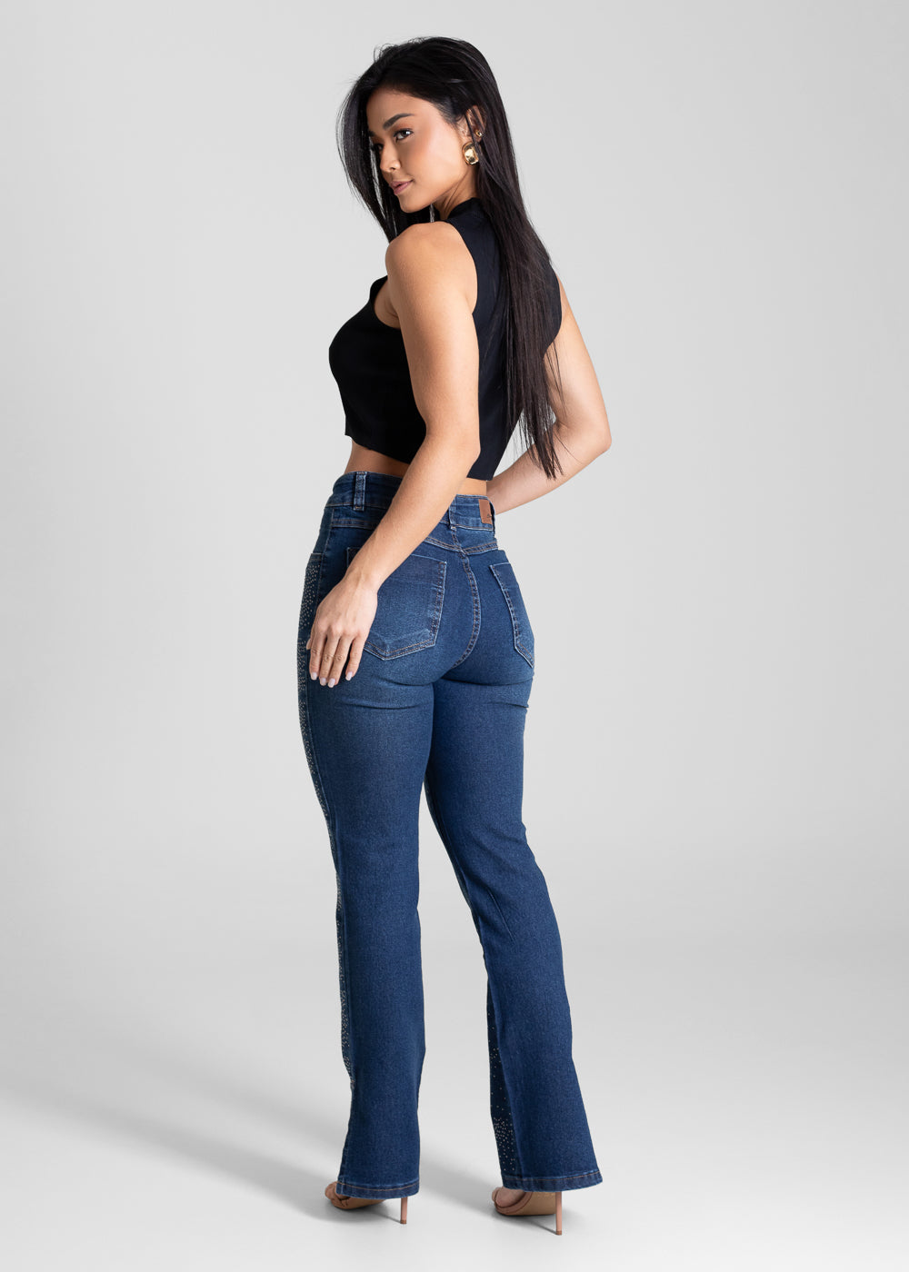 Calça Jeans Sawary Reta Brilho - 283713 AZUL