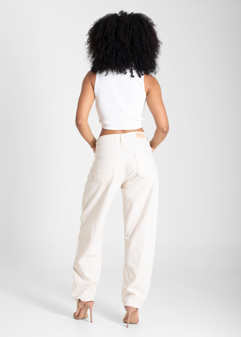 Calça Linho Sawary Barrel Strass - 283743 OFF WHITE