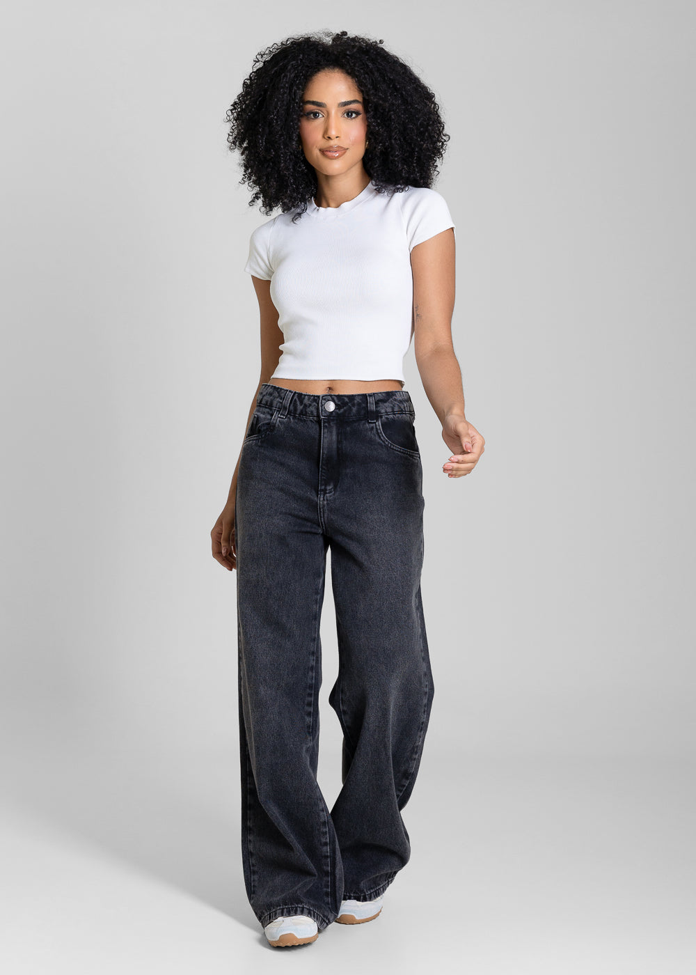 Calça Jeans Sawary Wide Leg Petit - 283745 PRETO