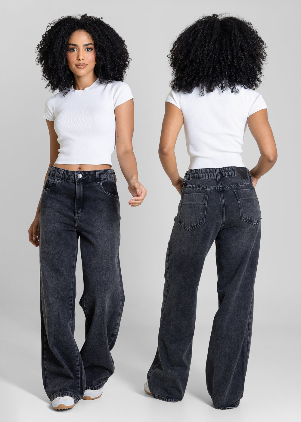 Calça Jeans Sawary Wide Leg Petit - 283745 PRETO