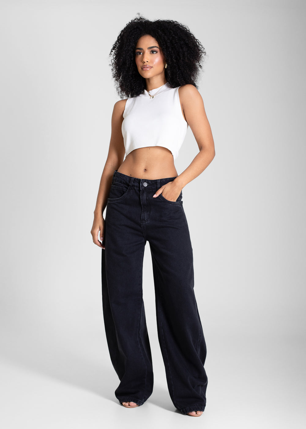 Calça Jeans Sawary Barrel - 283746 PRETO