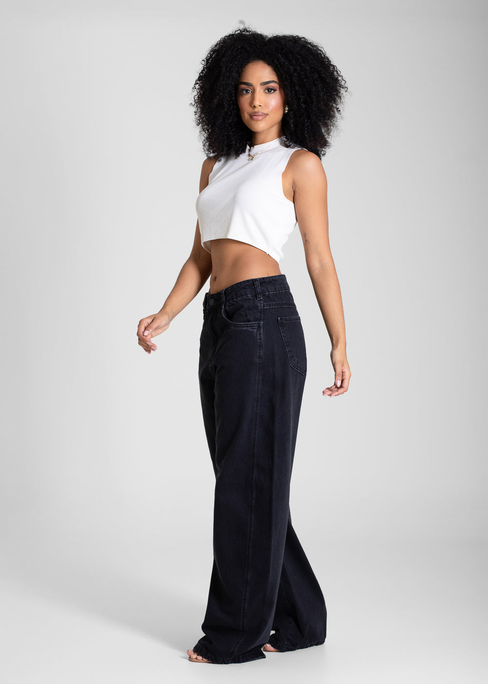 Calça Jeans Sawary Barrel - 283746 PRETO