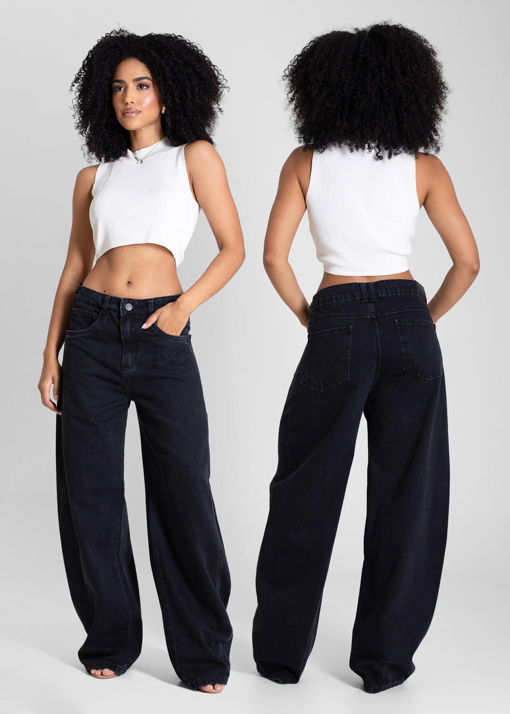 Calça Jeans Sawary Barrel - 283746 PRETO