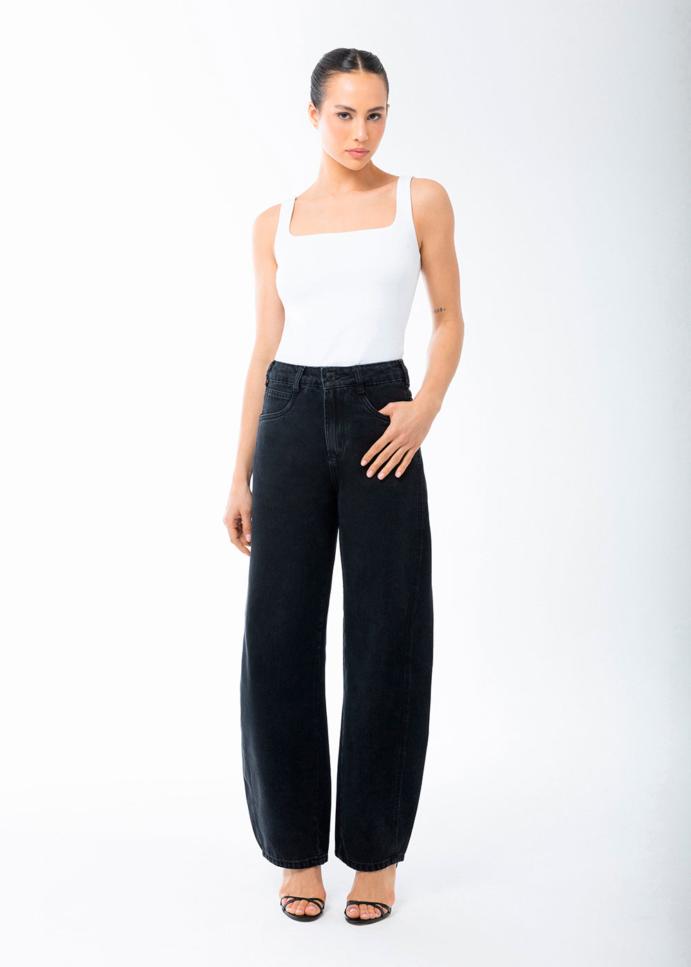 Calça Jeans Sawary Barrel - 283746 PRETO