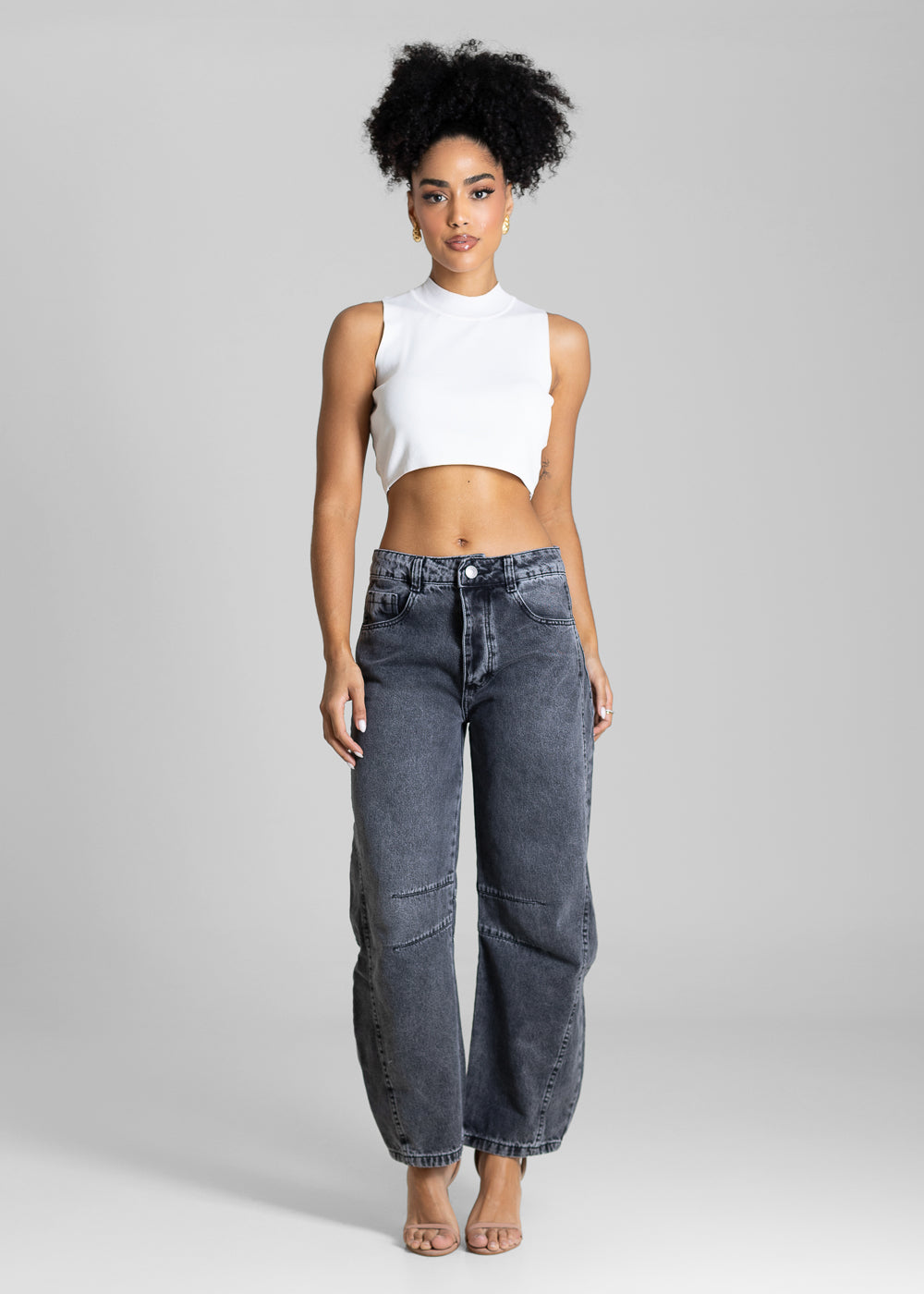 Calça Jeans Sawary Barrel - 283747 PRETO