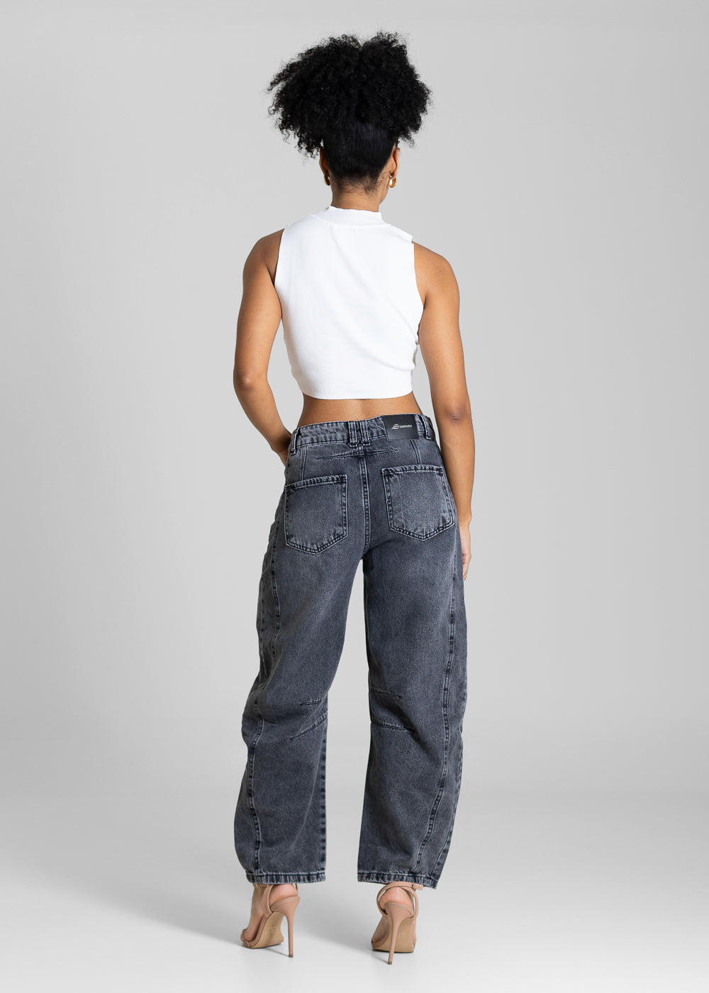 Calça Jeans Sawary Barrel - 283747 PRETO