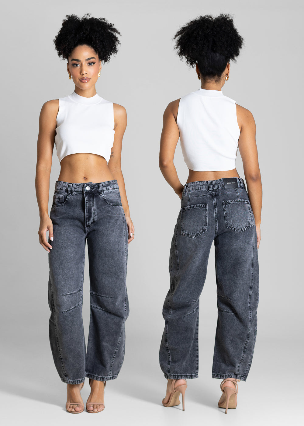 Calça Jeans Sawary Barrel - 283747 PRETO