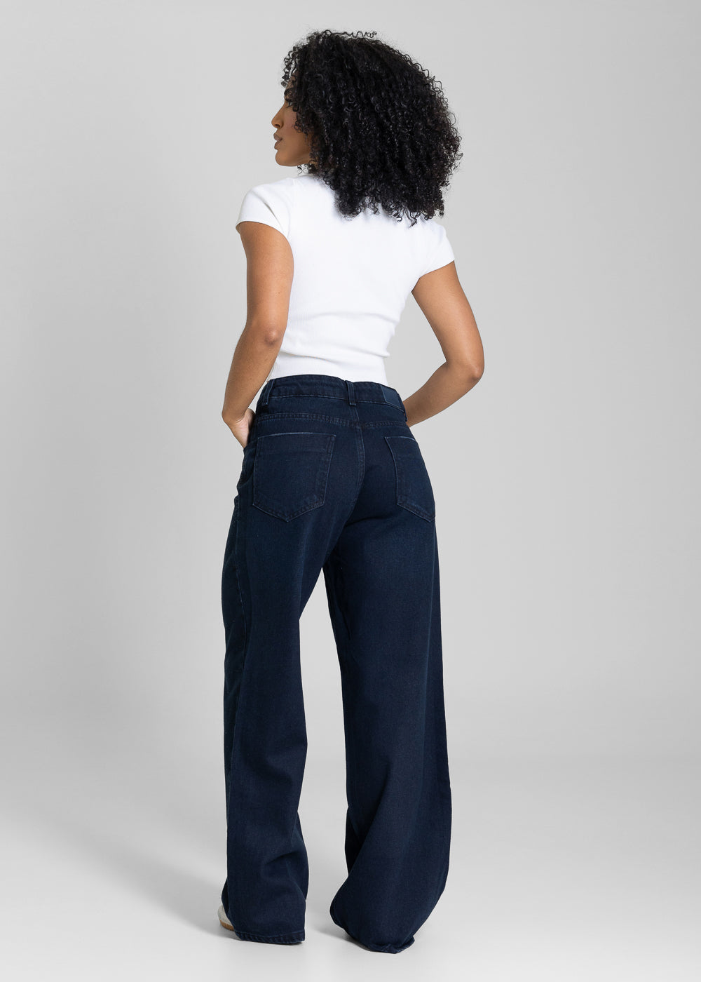 Calça Jeans Sawary Wide Leg Petit Brilho - 283750 PRETO