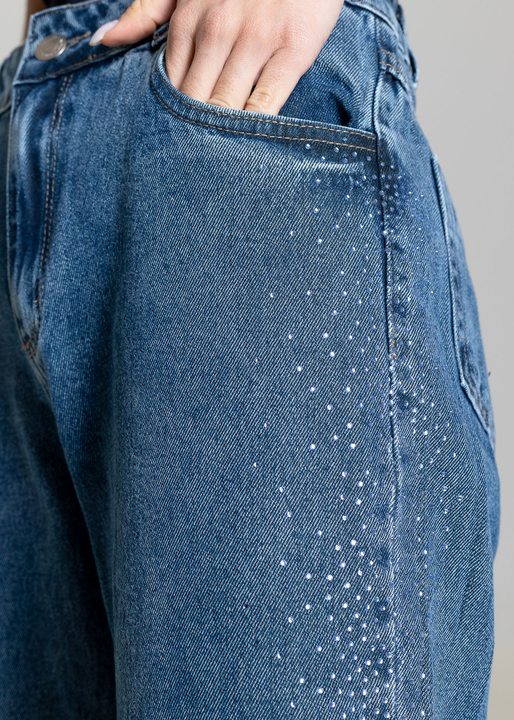 Calça Jeans Sawary Wide Leg Petit Brilho - 283751 AZUL