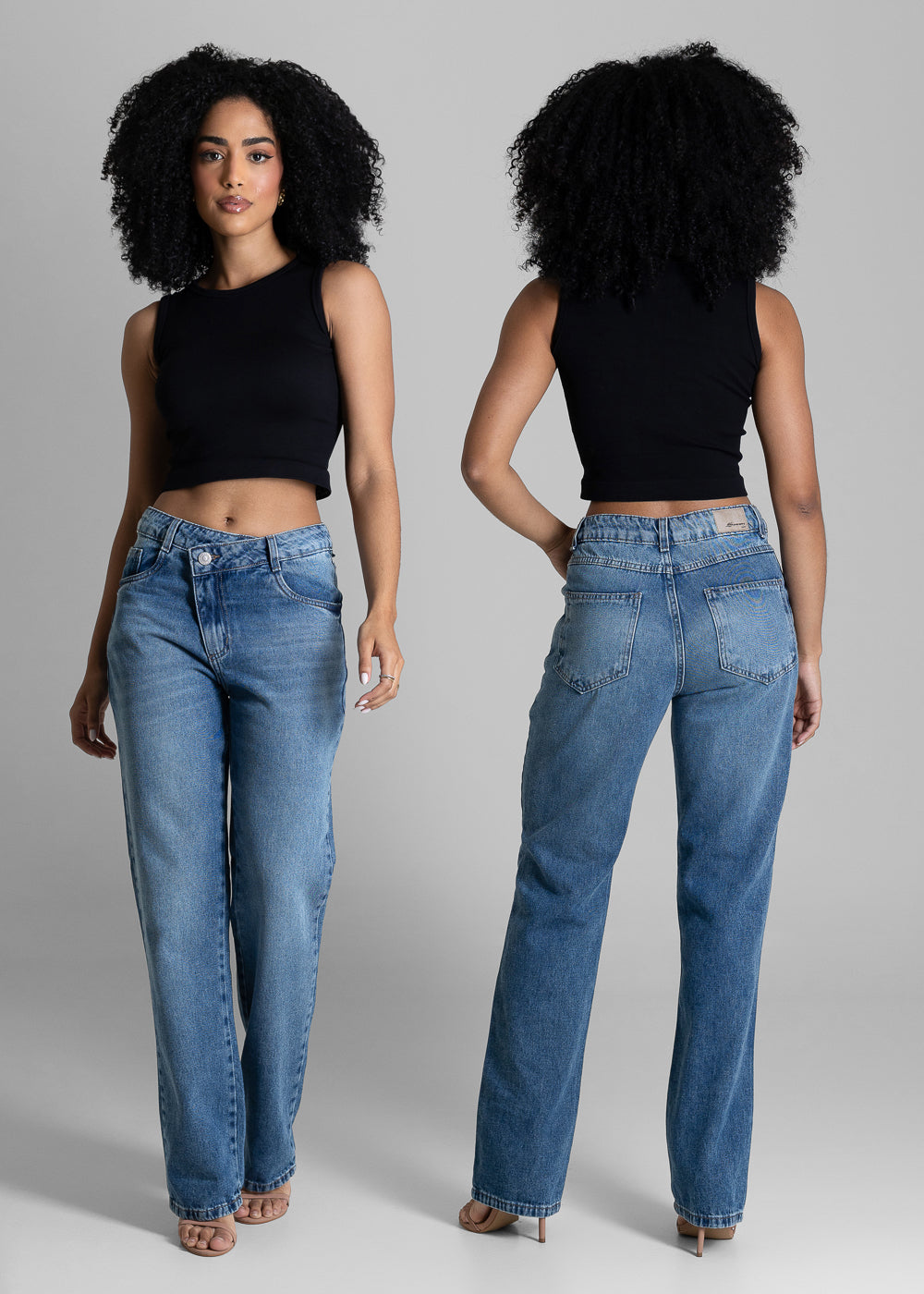 Calça Jeans Sawary Reta Cós Transpassado - 283771 AZUL