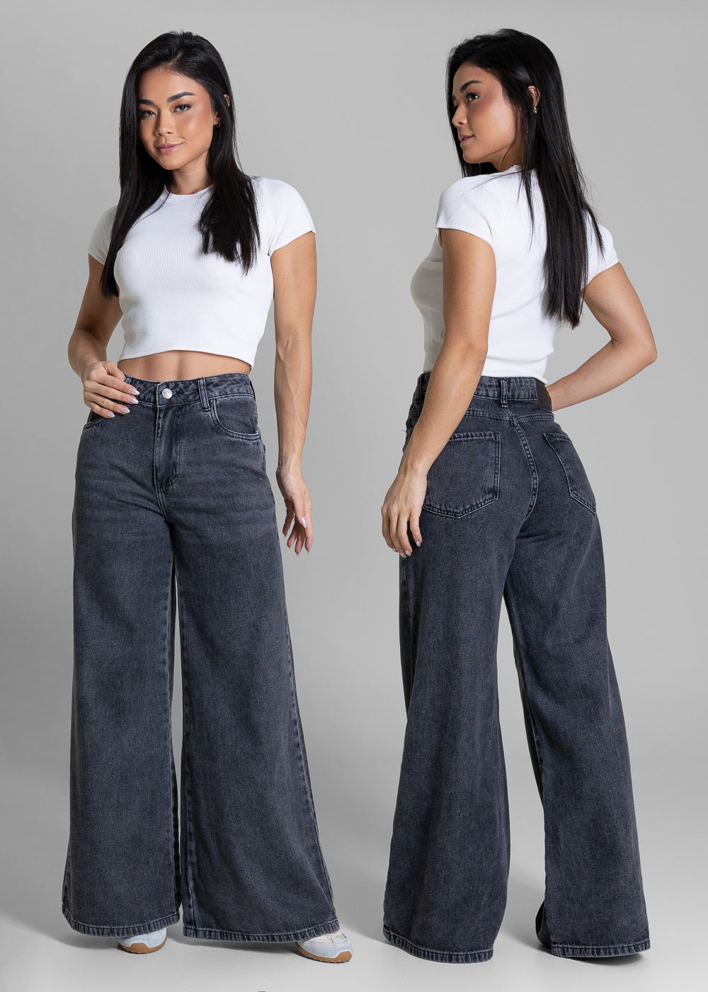 Calça Jeans Sawary Super Wide Leg Petit -283778 PRETO