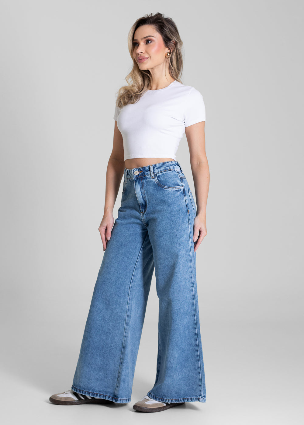 Calça Jeans Sawary Super Wide Leg Petit -283779 AZUL