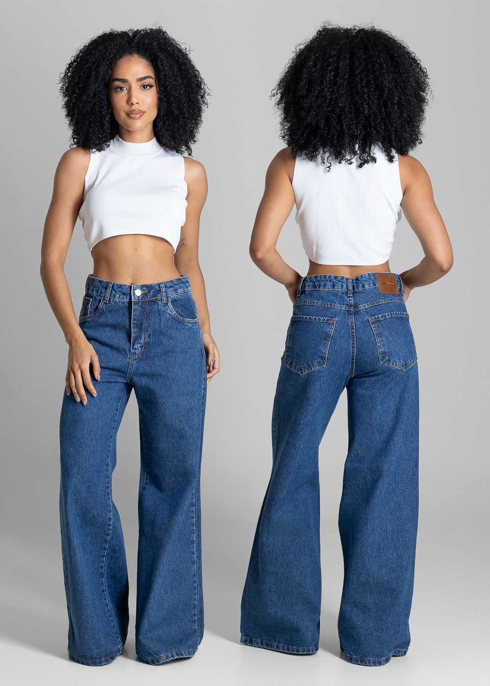 Calça Jeans Sawary Super Wide Leg Petit - 283782 AZUL