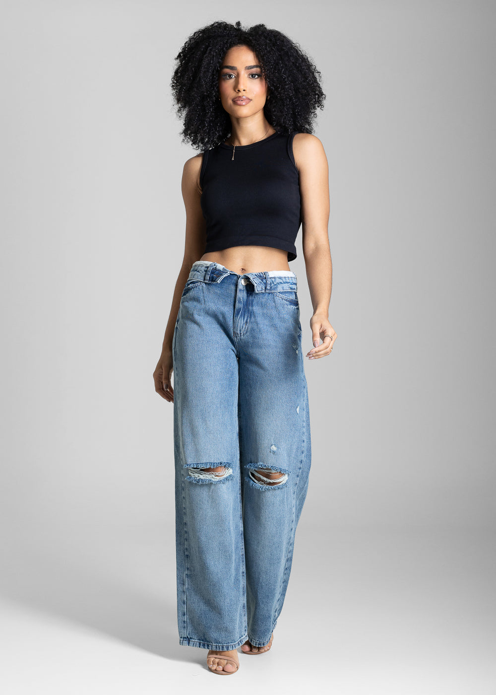 Calça Jeans Sawary Barrel Cós Duplo - 283787 AZUL
