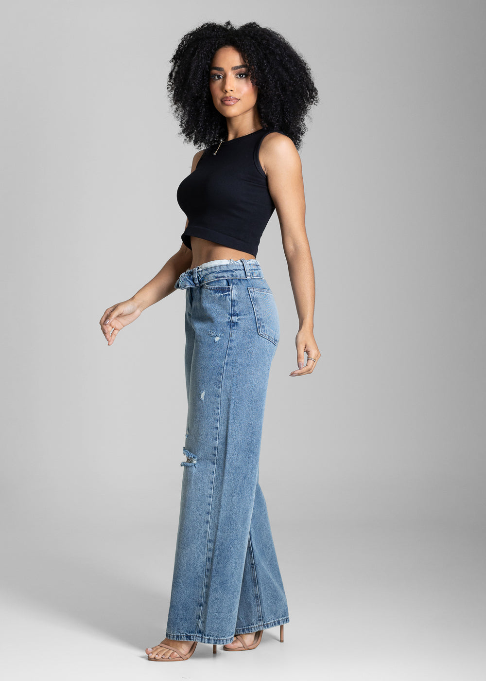 Calça Jeans Sawary Barrel Cós Duplo - 283787 AZUL