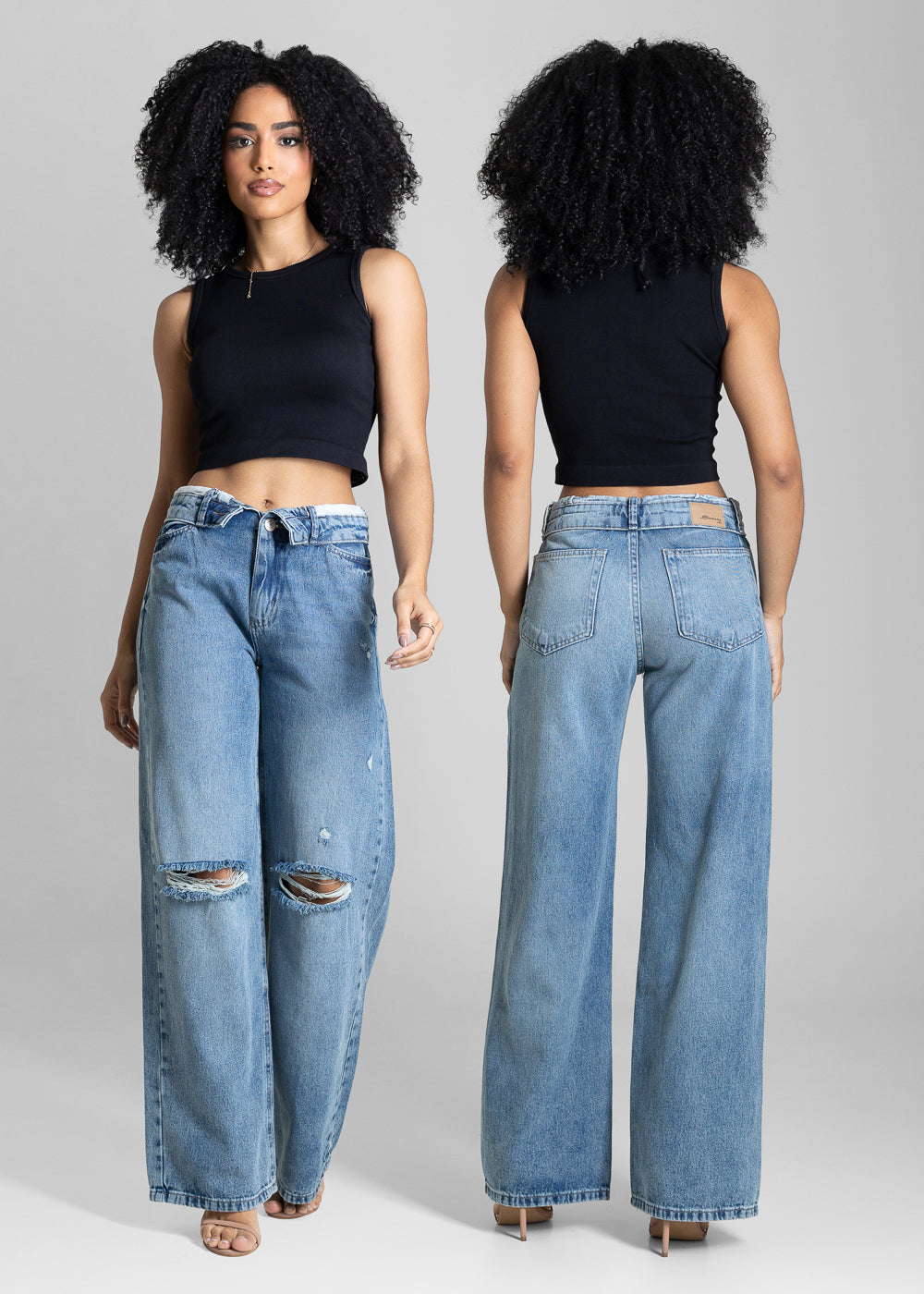 Calça Jeans Sawary Barrel Cós Duplo - 283787 AZUL